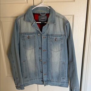 Brooklyn Cloth Light Blue Denim Jacket with Red Lining